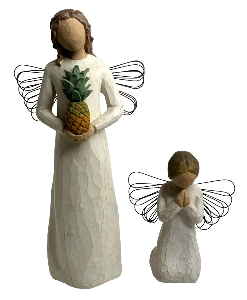 Willow Tree Figurine Lot of 2 Welcoming Angel 2002 and Angel of Prayer 1999