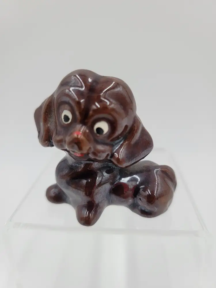 Vintage Ceramic Puppy Figurine with Glossy Finish