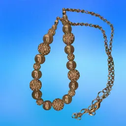 Silver Tone Choker Necklace With  Alternating Crystal Ball And Faux Pearls