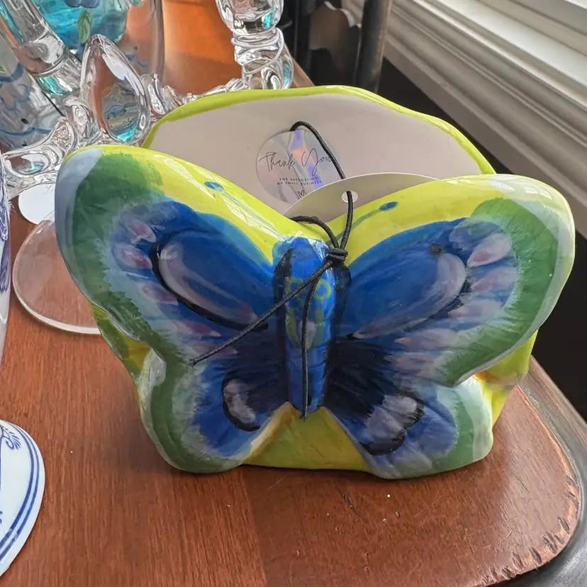 Ceramic Butterfly Napkin Holder Or Desk Organizer