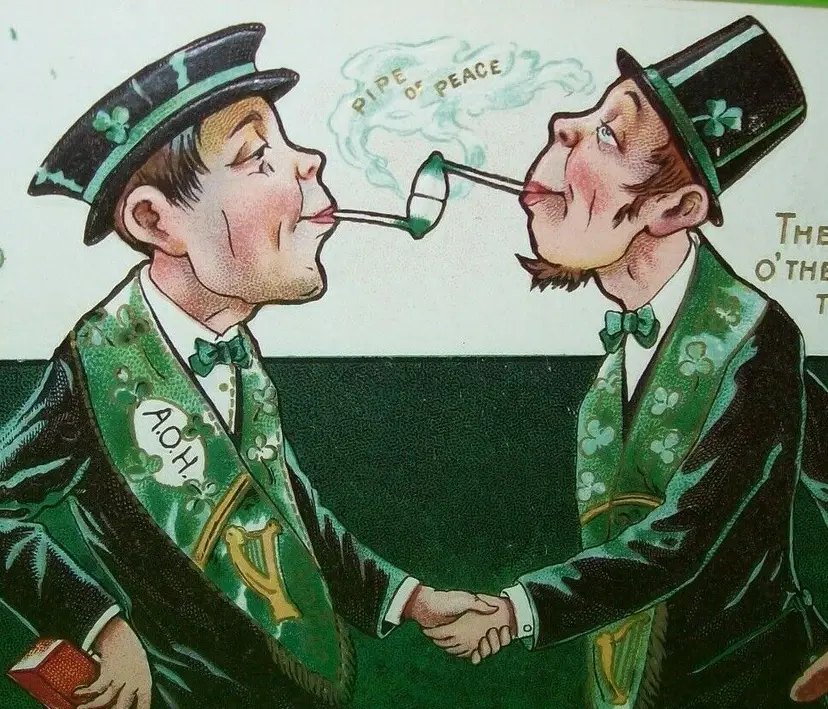 Saint Patrick's Day Postcard Pipe Of Peace Embossed Original Unused Vintage