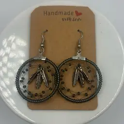 Handmade Dreamcatcher Drop Pierced Earrings 2in