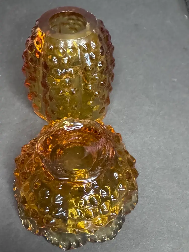 Fenton Amber Fairly Lamp Hobnail Glass Votive 4 3/4" x 3 1/4"