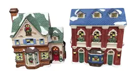 Grandeur Noel Illuminated Two Homes and 11 Accessory Piece Village