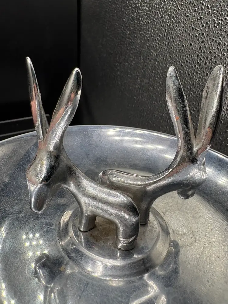 Art Deco Large Donkey Pincherette Ashtray Chrome 6.5” X 3”