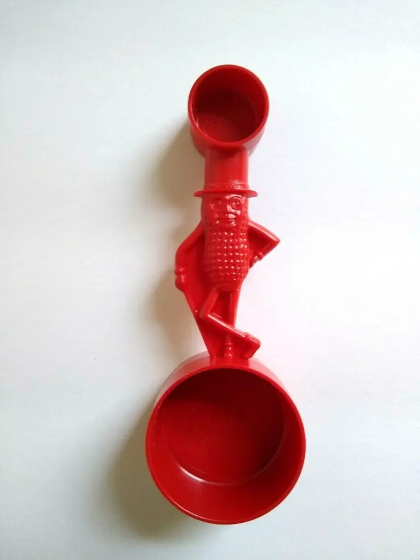 Mr Peanut Vintage Red Measuring Spoon Scoop 1950's Planters Peanuts Kitchenware