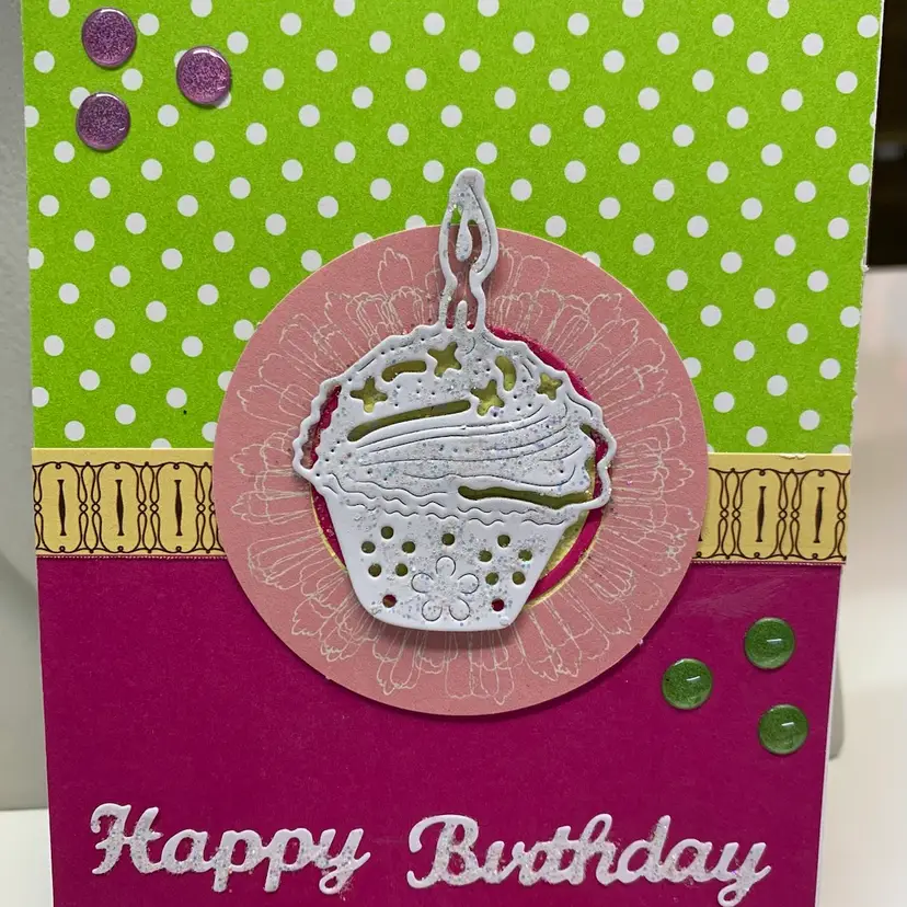 Happy birthday cupcake greeting card