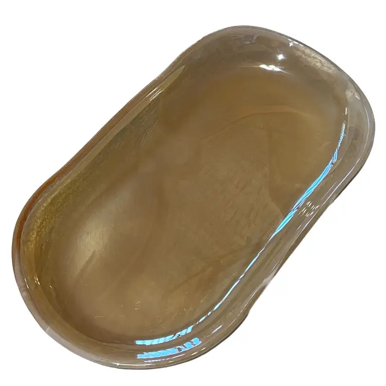 Vintage Opalescent Studio Art Glass Vanity Tray Caramel Swirl Pattern