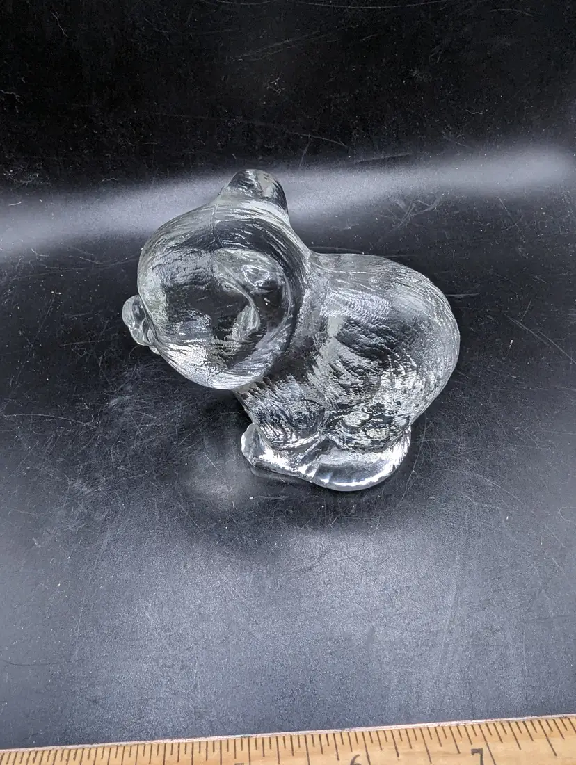 Vintage Goebel Glass Bear Paperweight Crystal Glass Figurine