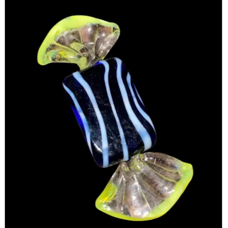 #04- Just In Large 1980/90s Art Glass Hand Blown Candy 2" X 5/8"
