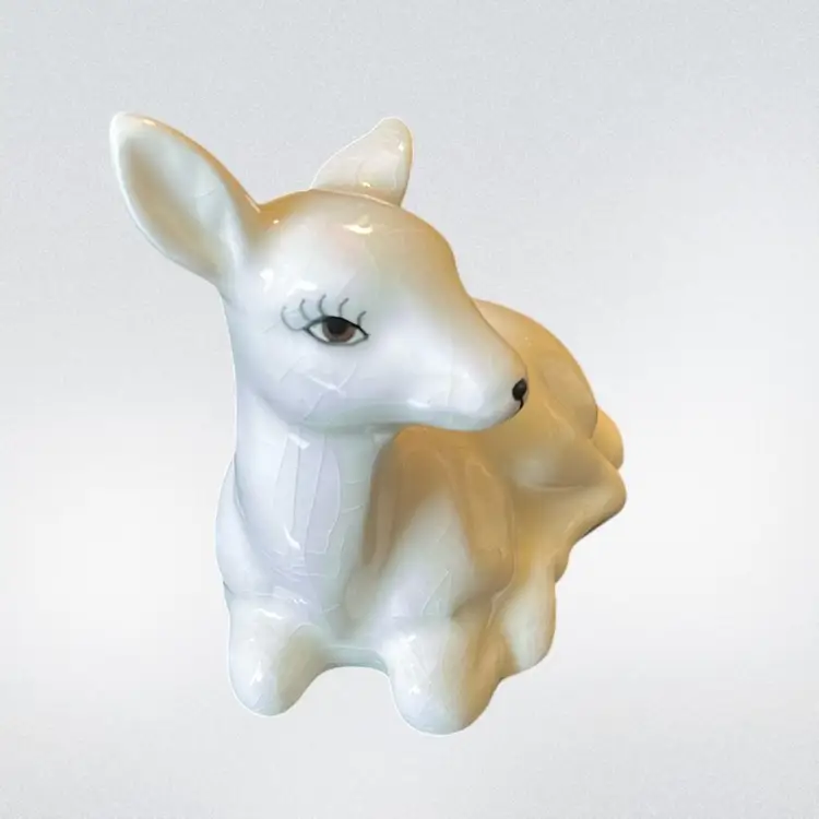 Vintage White Porcelain Deer Figurine