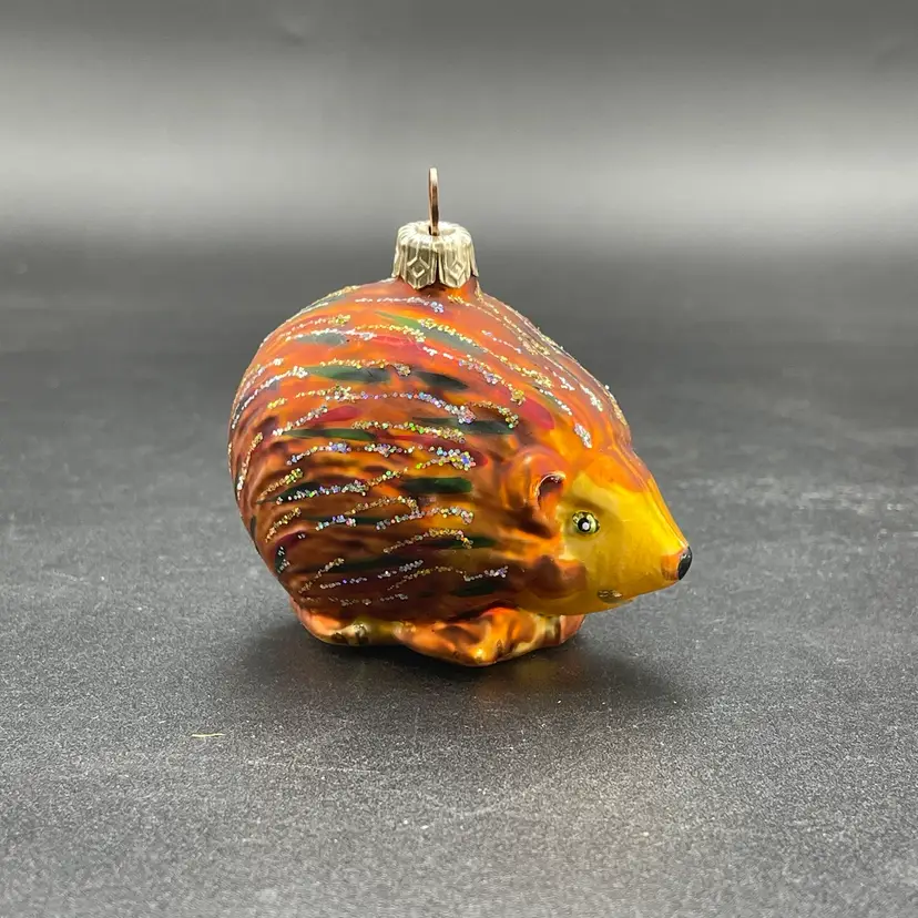 Blown Glass Hedgehog Hanging Christmas Ornament Vintage Holiday Animal