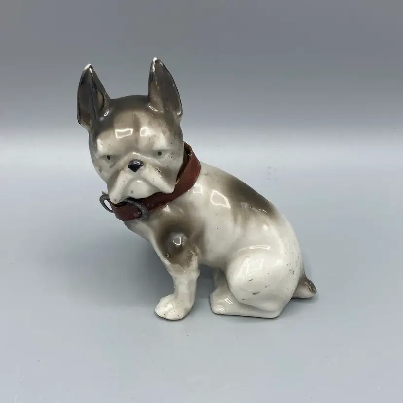 Vintage Miniature Sitting French Bull Dog with Collar - Made in Japan