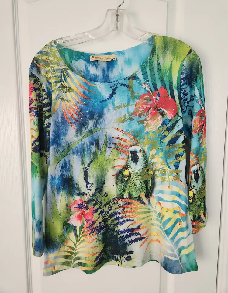 Tropical Shirt With Parrot Size M