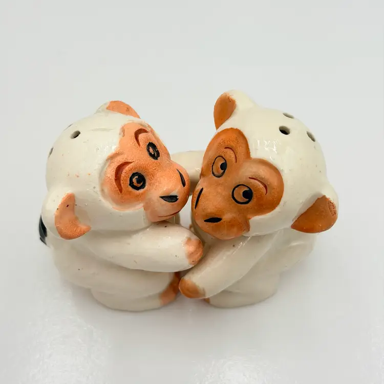 Ceramic Japan Vintage Hugging Monkey Salt And Pepper Shaker Set