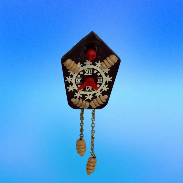 #5 of 6 Vintage Handcrafted, Hand painted Miniature Wood Folk Art Christmas Ornament