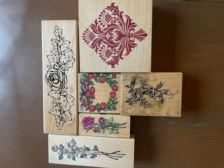 Vintage Roses Rubber Stamps - Set Of 6