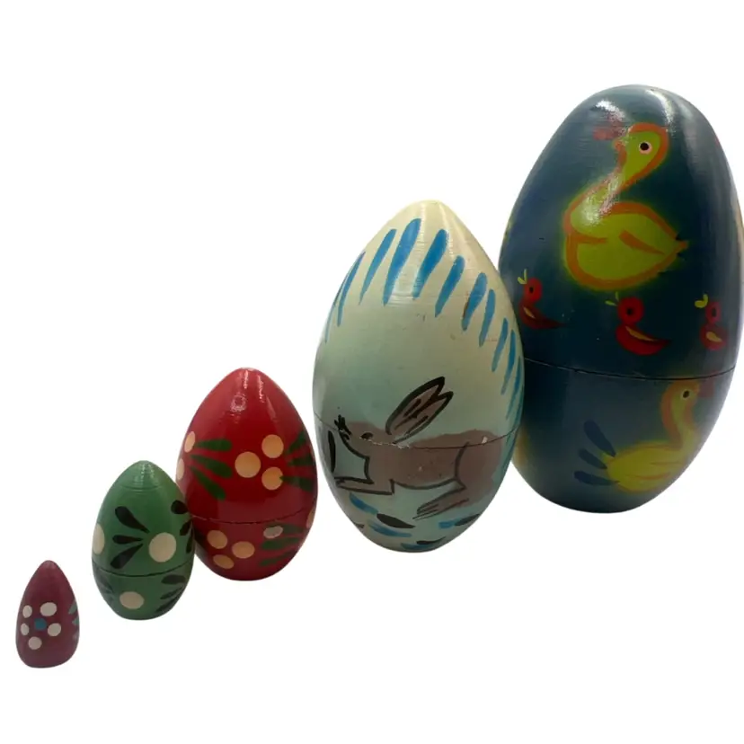 Vintage Nesting Egg Dolls Made In Poland 5.5” To .9”