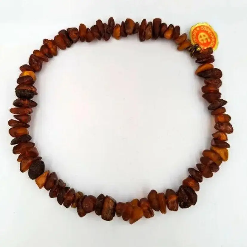 Vintage Chunky Dark Honey Cherry Raw Natural Baltic Amber Necklace NWT Denmark