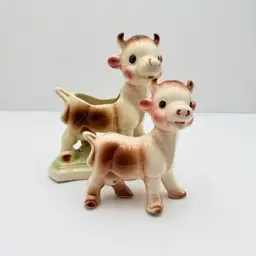 Rempel Milky The Cow Ceramic Pair With figurine And Planter