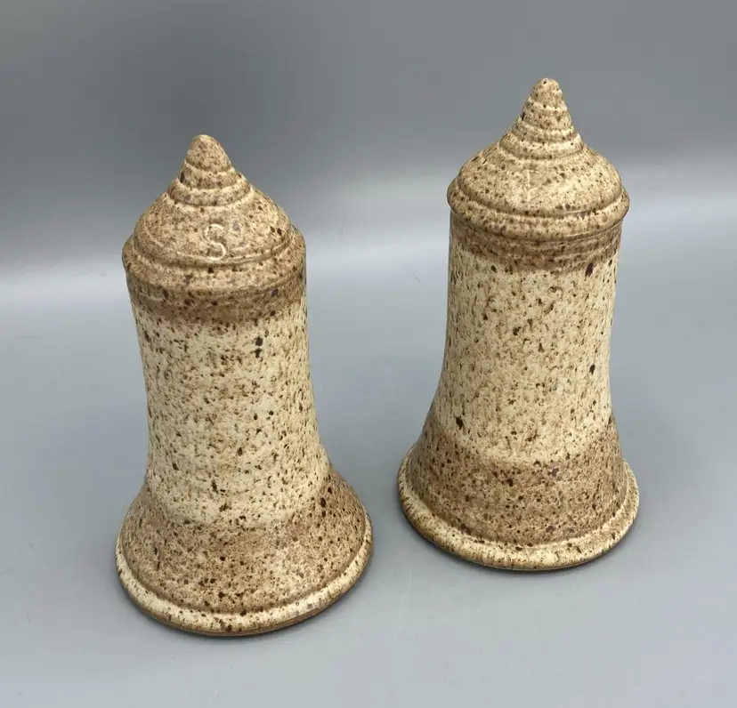 Handcrafted Stoneware Pottery Salt & Pepper Shakers - Signed