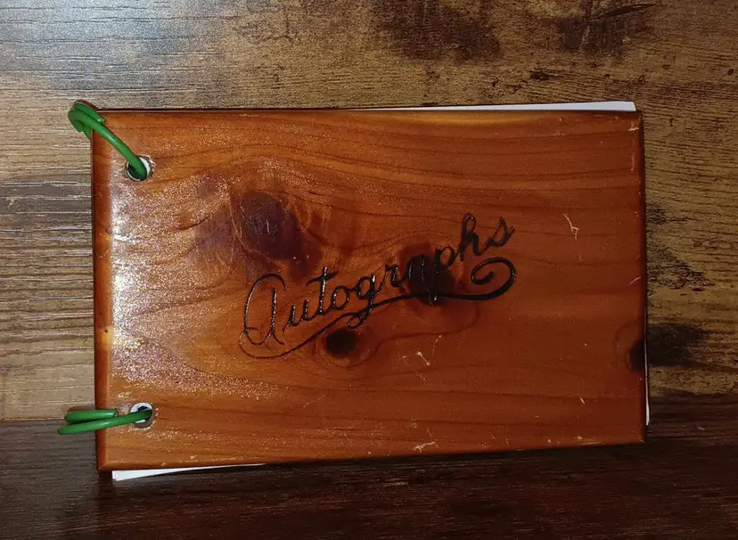 Vintage Wooden Autographs Book