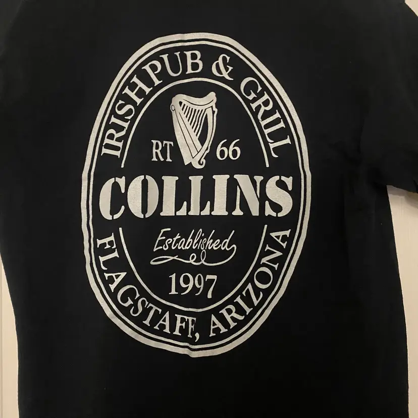 Mens Graphic Tee T Shirt Black M 38” Collins Irish Pub & Grille Flagstaff AZ