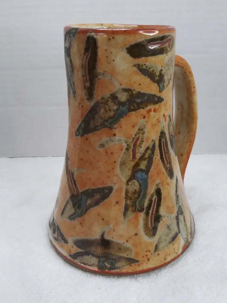 Vintage 1990's PETER KARNER stoneware pottery MUG tapered shape