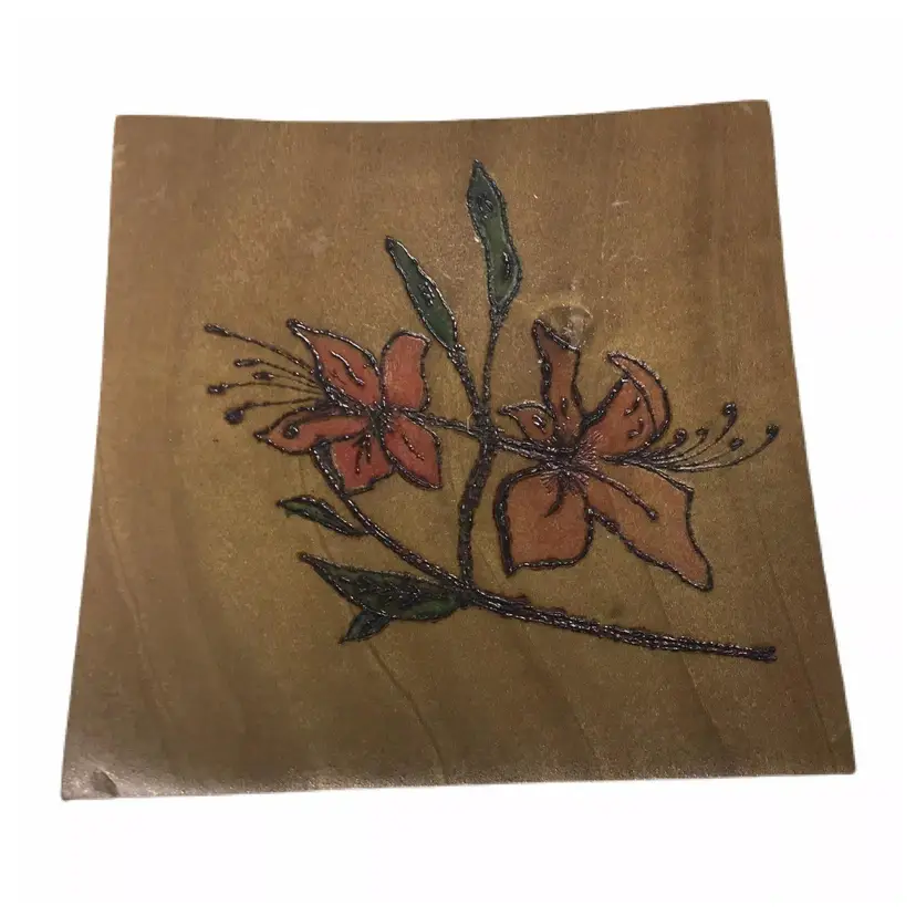 Wood Dish Craving Small Plate Homemade Flowers Azaleas Trinket Jewelry Holder