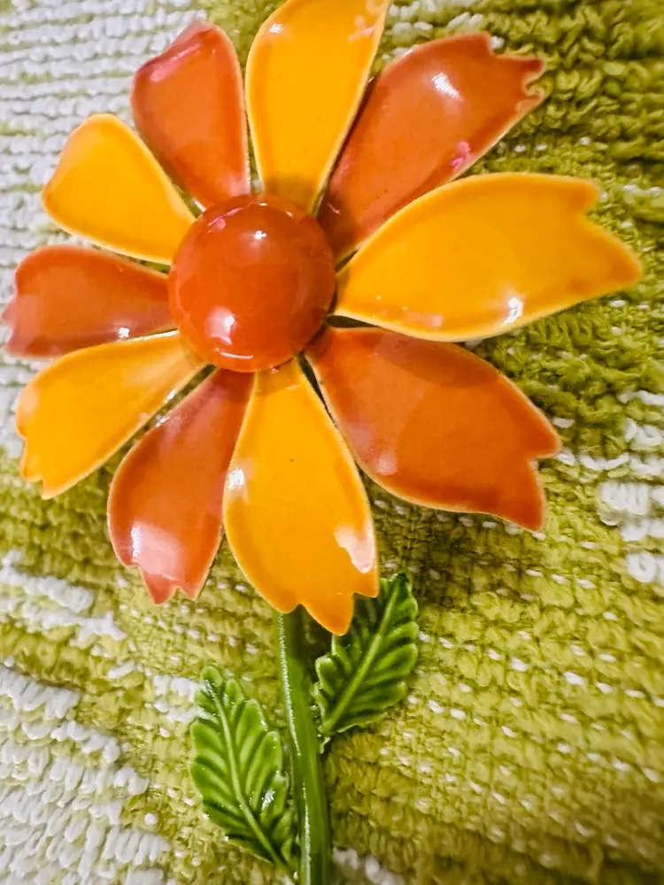 Enamel Flower Brooch