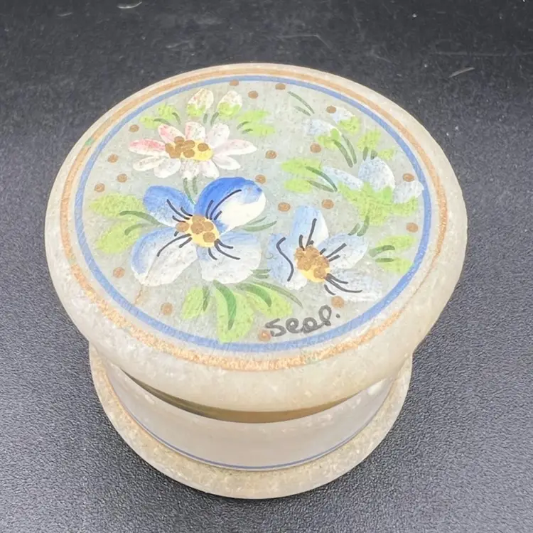 Beautiful Small Alabaster Trinket Box