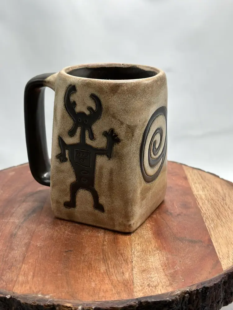 Mara Pottery Mexico Hand Crafted Mexican Art Pottery Petroglyph Southwest Coffee Mug