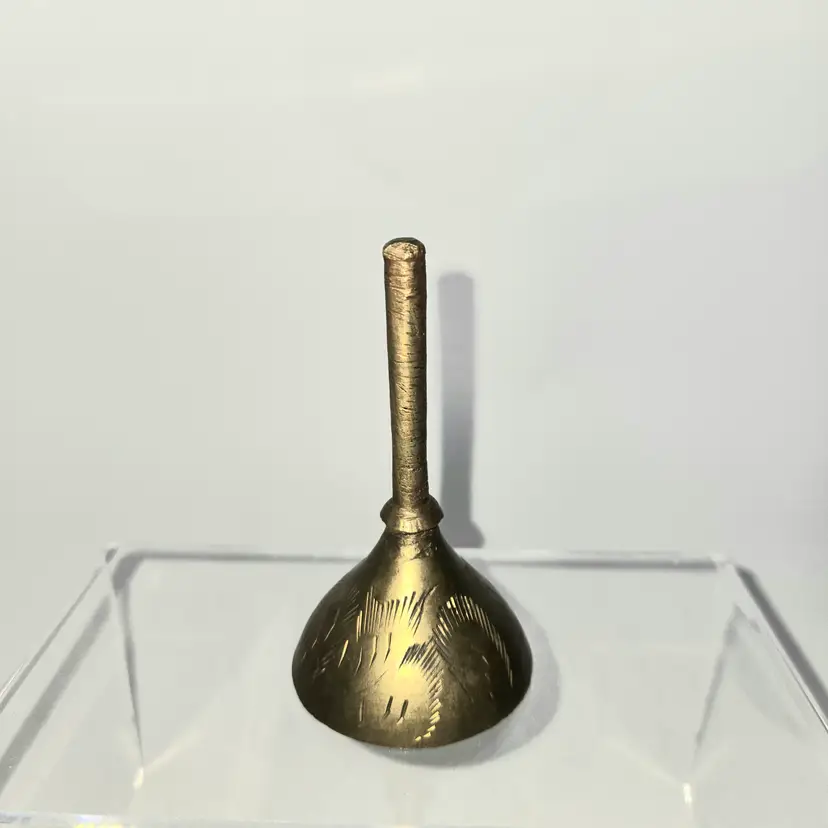 195  VTG Brass Bell Of Sarna India Hand Etched 1960s