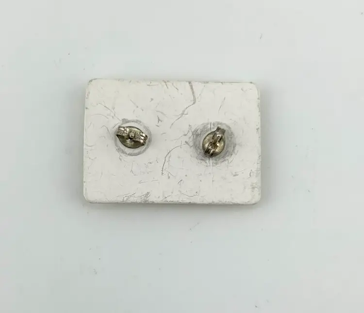 Vintage Sterling Silver Zuni Turquoise, Coral, and MOP Pierced Earrings .25”