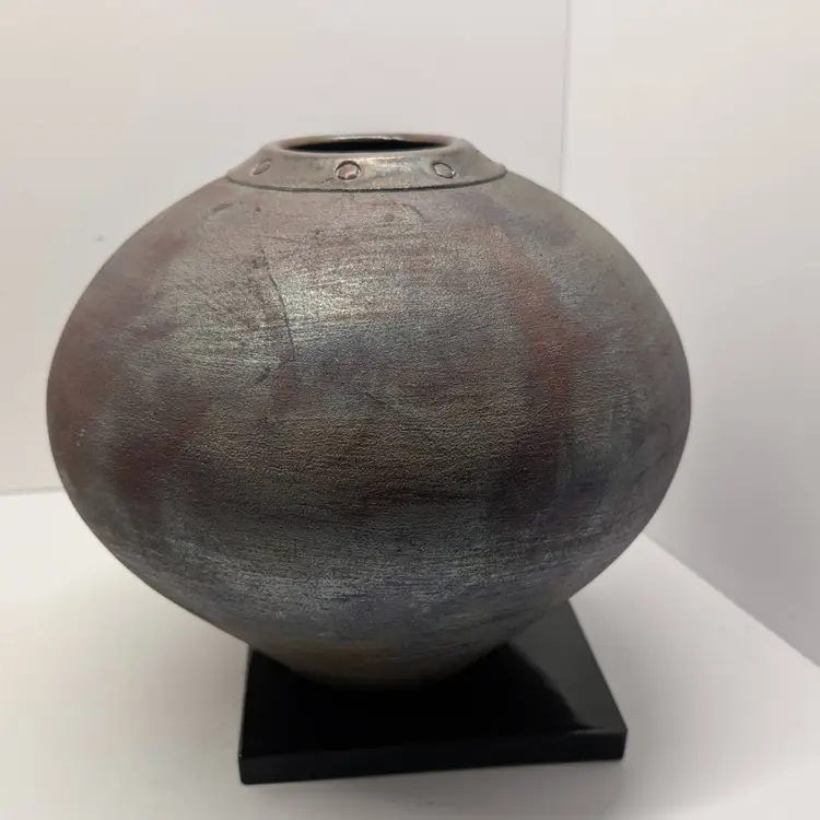 Raku Pottery vessel vase signed Spears 2000