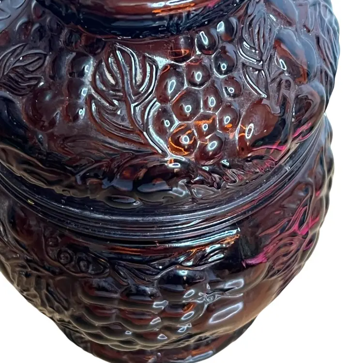 Vintage Amber Imperial Glass Jar With Lid