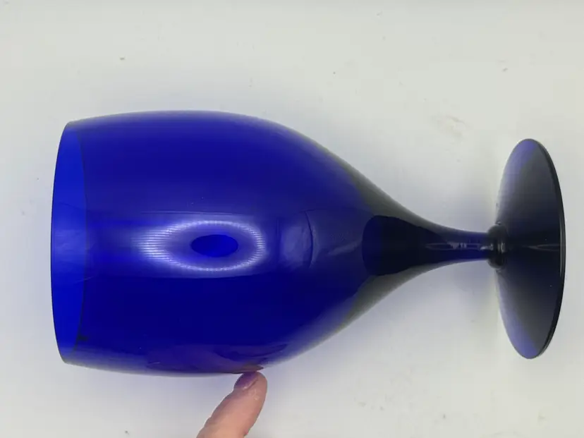 Set Of 4 Cobalt Blue Water Goblets 6.5”