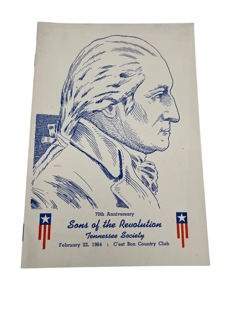 1964 Sons of the Revolution Tennessee Society 70th Anniversary Program & Menu