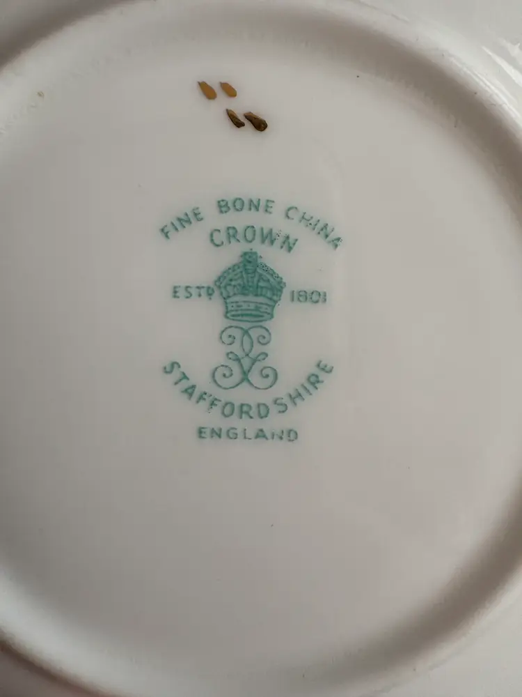 Crown Staffordshire Bone China saucer W/Dainty Pink Rose Pattern