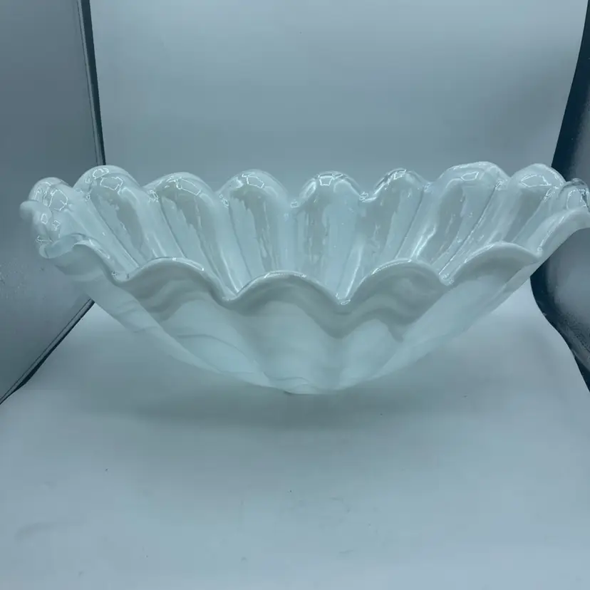 Vietri Mouthblown Glass Centerpiece Bowl Made In Italy 20.5”” x 11.5” x7.5”