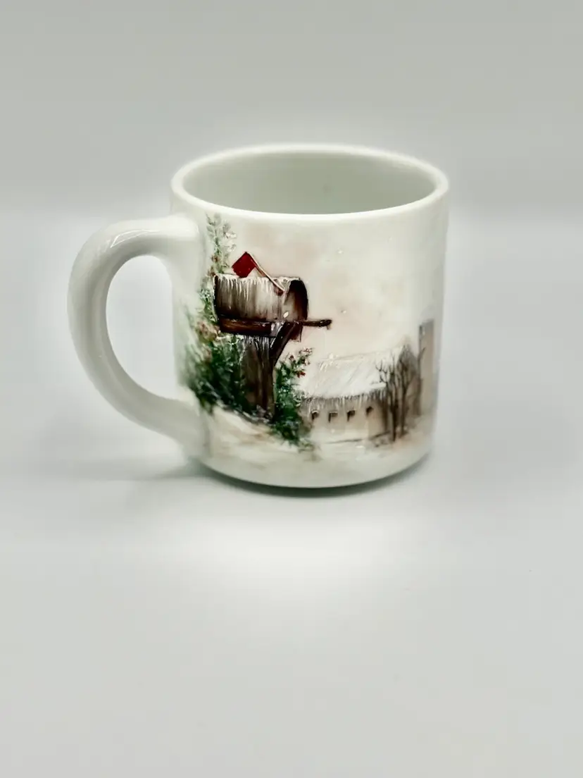 Hand Painted Winter Scenery Porcelain Coffee Mug,