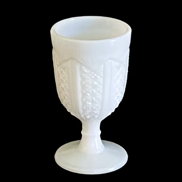 Vintage McKee EAPG Milk Glass Wine Glasses, Set of 4, Small Sherry / Cordials, Rainbow