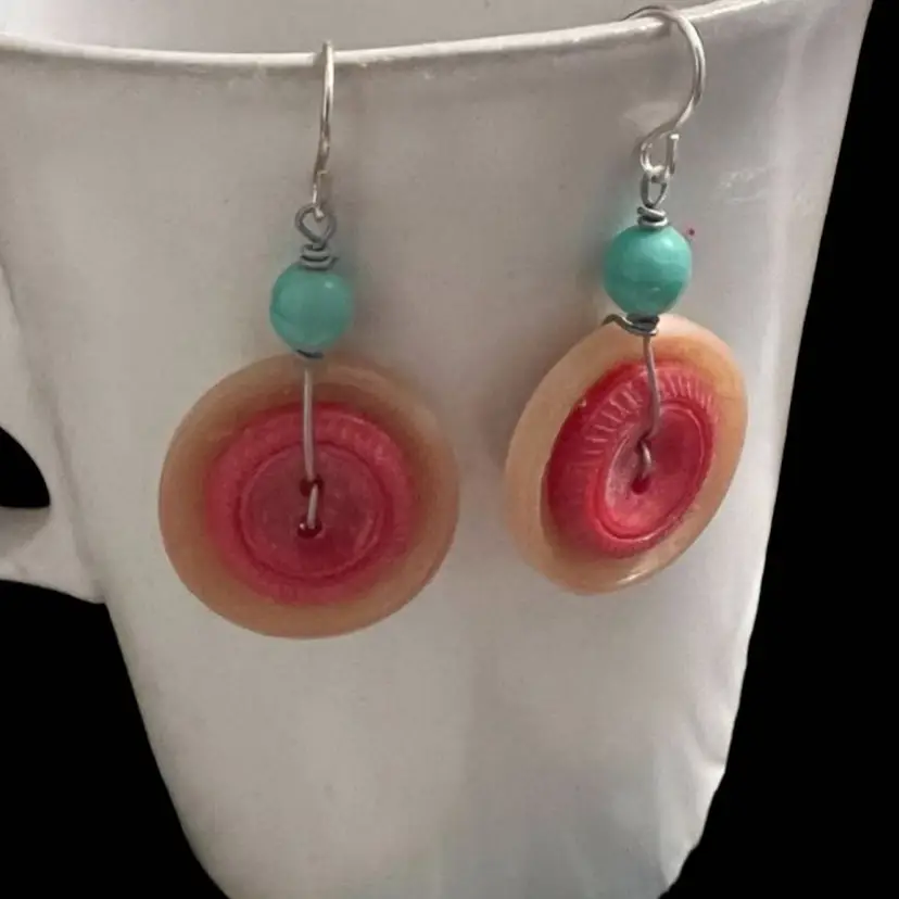 Handmade Vintage Button Earrings