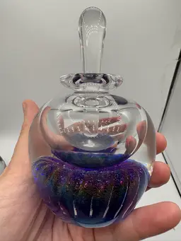 Maytum Studio Dichroic Blue Purple Perfume Bottle 5”