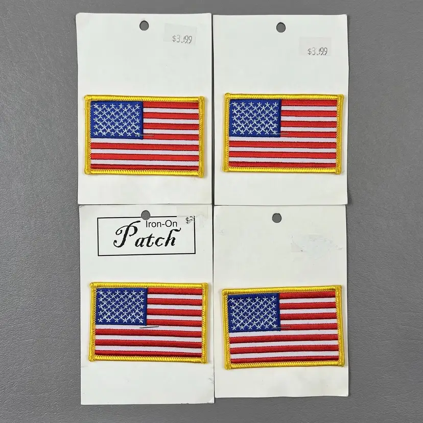 Lot Of 4 USA American Flag Embroidered Patches 2”x3” Iron On  NEW