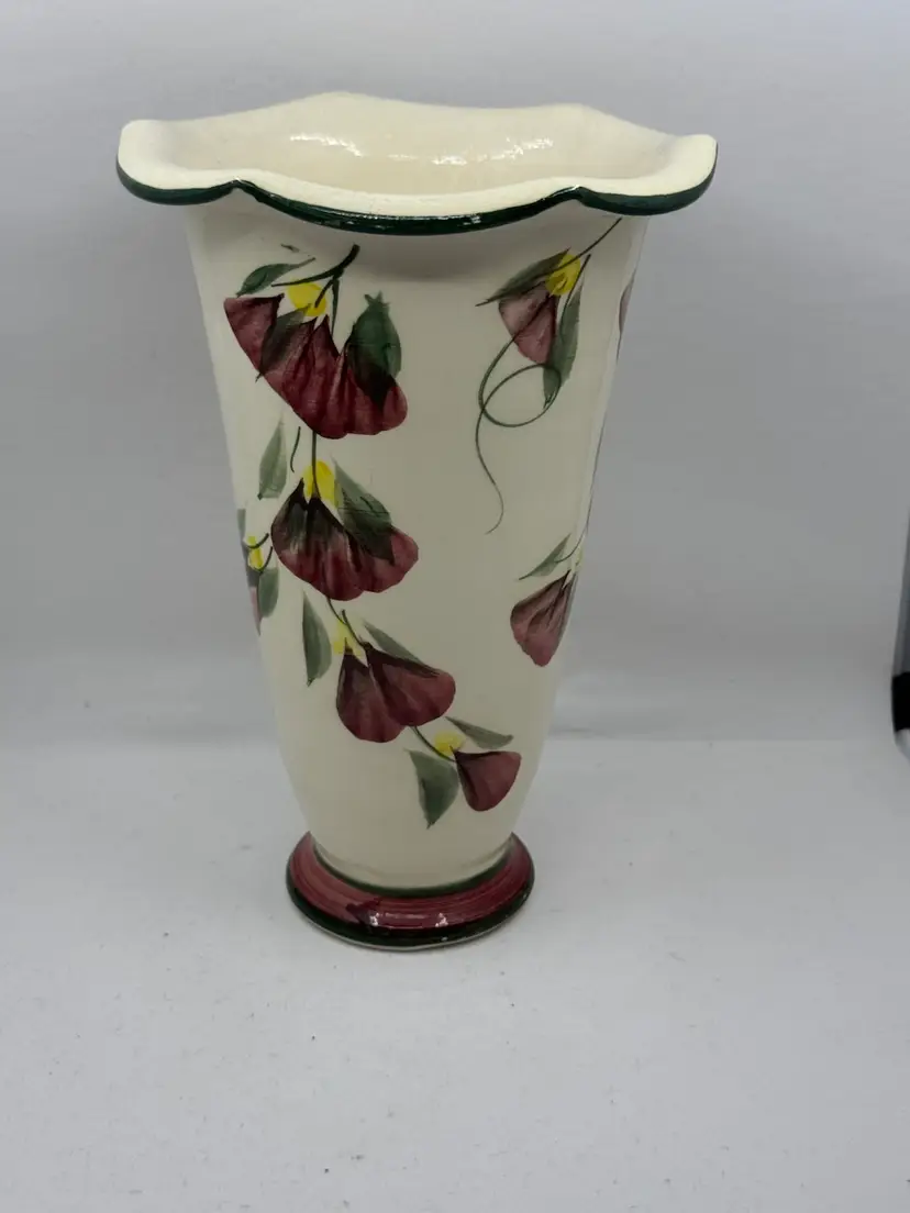 9.5” Studio Pottery Vase With Florals