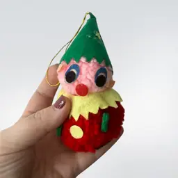 4.25in Vintage Pom Pom Clown Ornament