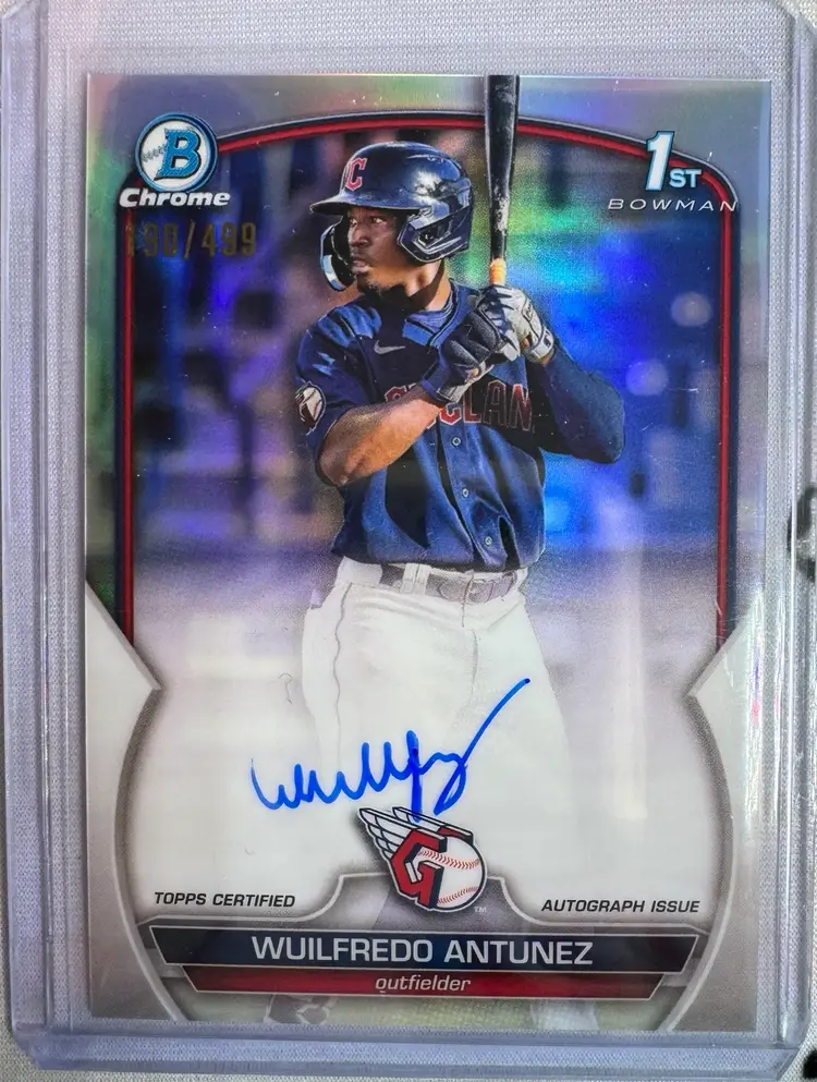 2023 Bowman Chrome Wuilfredo Antunez 1st Refractor Auto 190/499 Cleveland Guardians