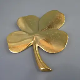 Vintage Gerity Four Leaf Clover Shamrock Paperweight 24K Gold Plated Irish Decor
