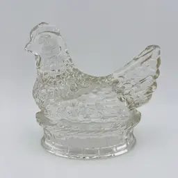 Amazing Vintage Pressed Glass Hen On Nest Candy Container 4.5”x 5”